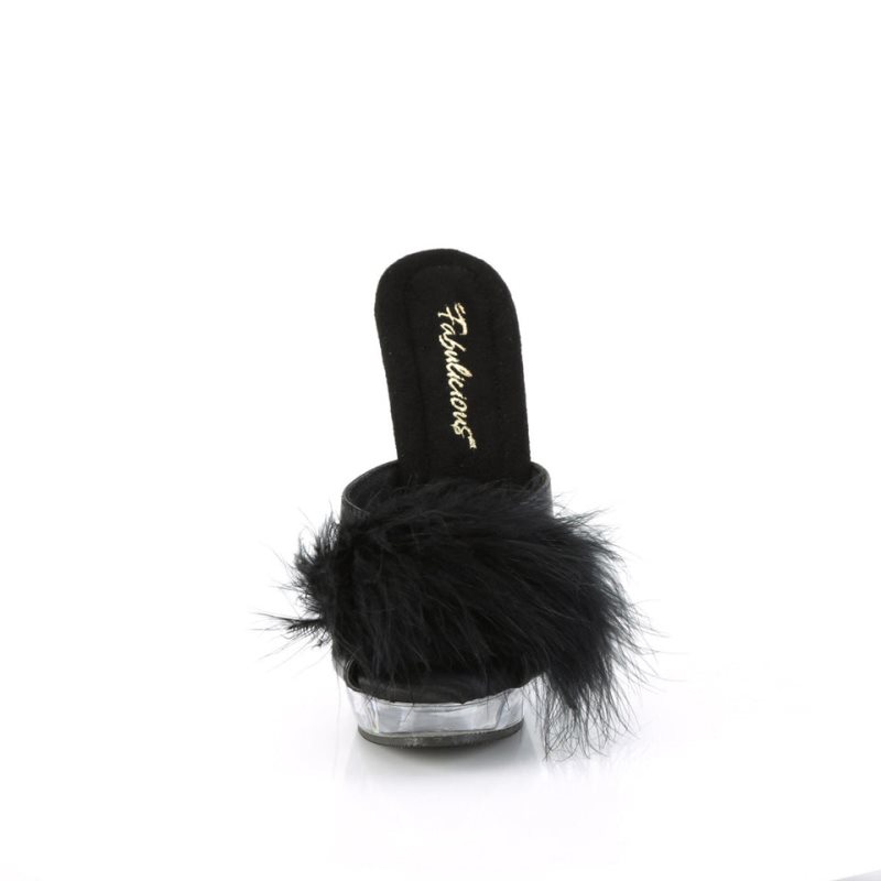 Black / Clear Pleaser Sultry-601F Women's Platform Slides | AU VUKNSQI