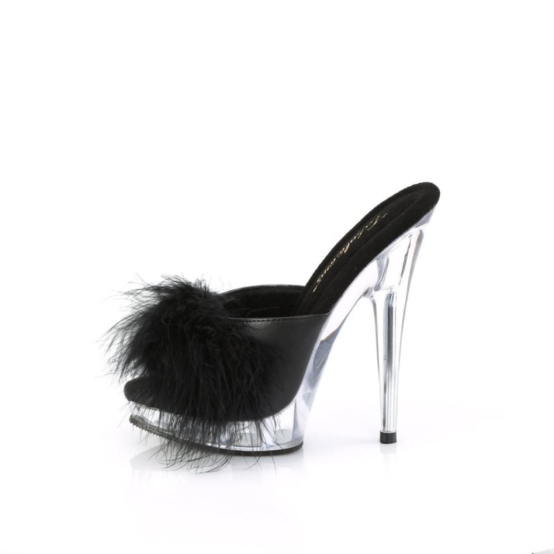 Black / Clear Pleaser Sultry-601F Women's Platform Slides | AU VUKNSQI