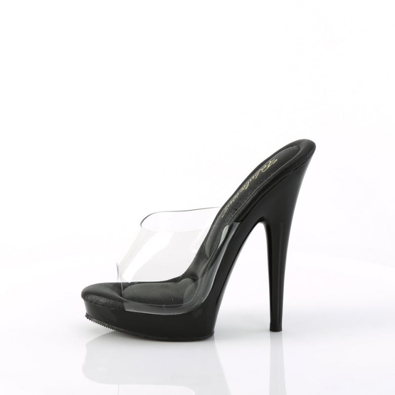 Black / Clear Pleaser Sultry-601 Women's Platform Slides | AUSTRALIA ERNIQ