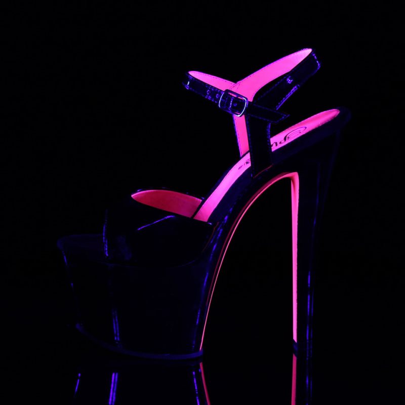 Black / Pink Pleaser Sky-309TT Women's Platform Heels Sandals | AU ZYGQXTE