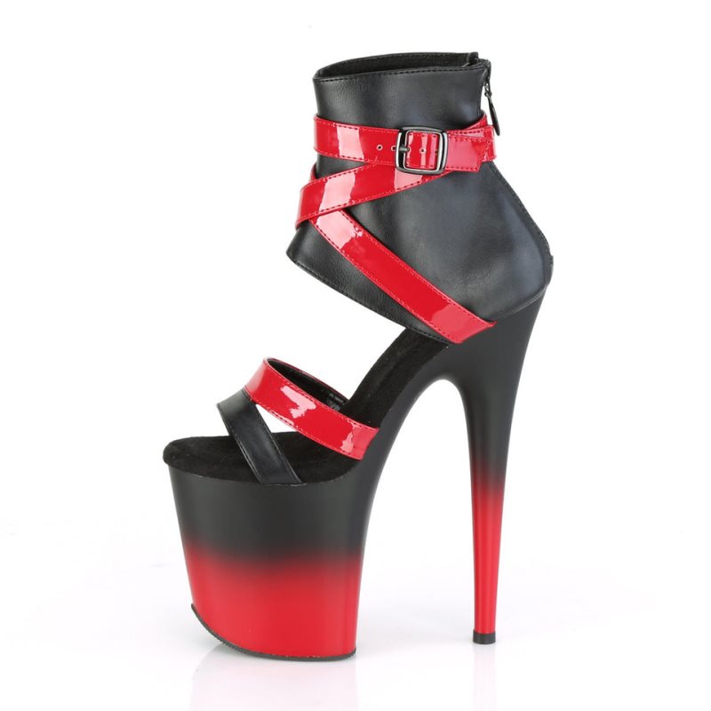 Black / Red Pleaser Flamingo-800-15 Vegan Leather Women's Platform Heels Sandals | AU OZXNFBI