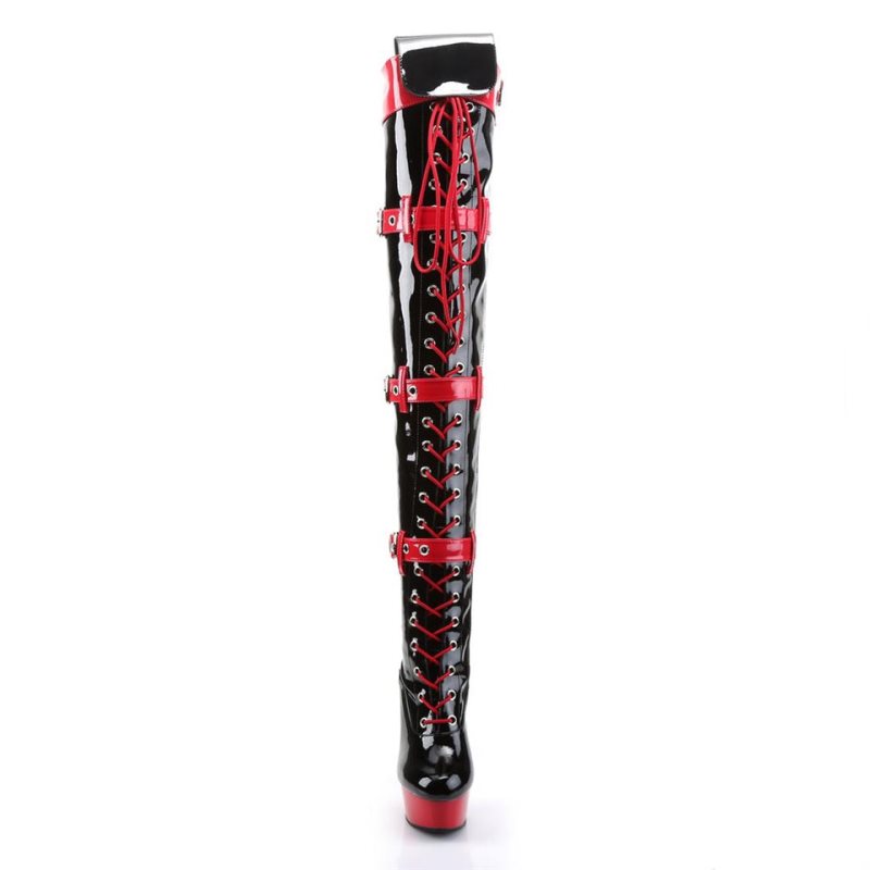 Black / Red Pleaser Medic-3028 Women's Thigh High Boots | AU VDYEKOB