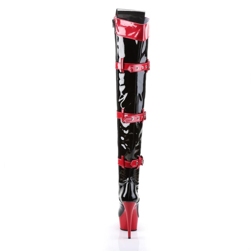 Black / Red Pleaser Medic-3028 Women's Thigh High Boots | AU VDYEKOB