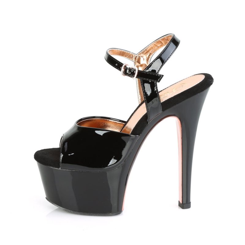 Black / Rose Gold Pleaser Aspire-609TT Women's Platform Heels Sandals | AUSTRALIA HGDCU