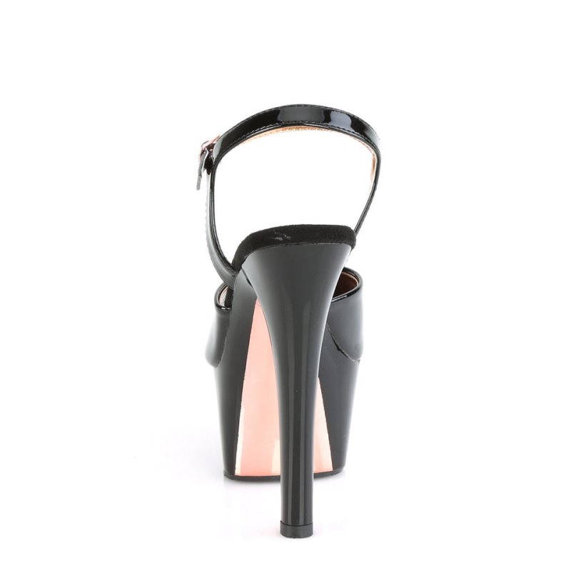 Black / Rose Gold Pleaser Aspire-609TT Women's Platform Heels Sandals | AUSTRALIA HGDCU