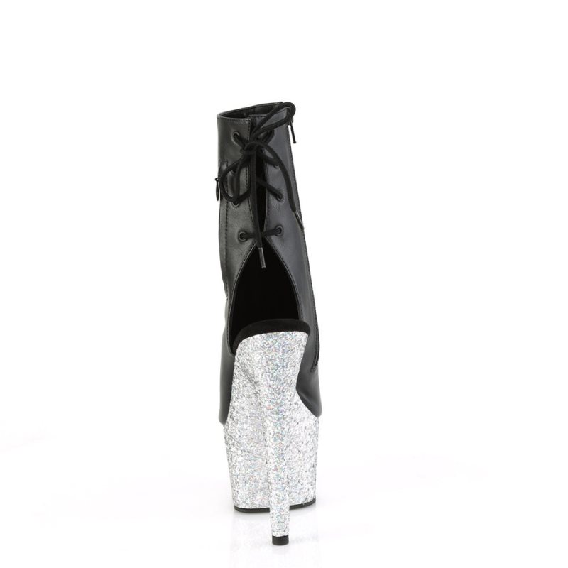 Black / Silver Pleaser Adore-1018LG Vegan Leather Women's Heels Boots | AUSTRALIA FCRGT