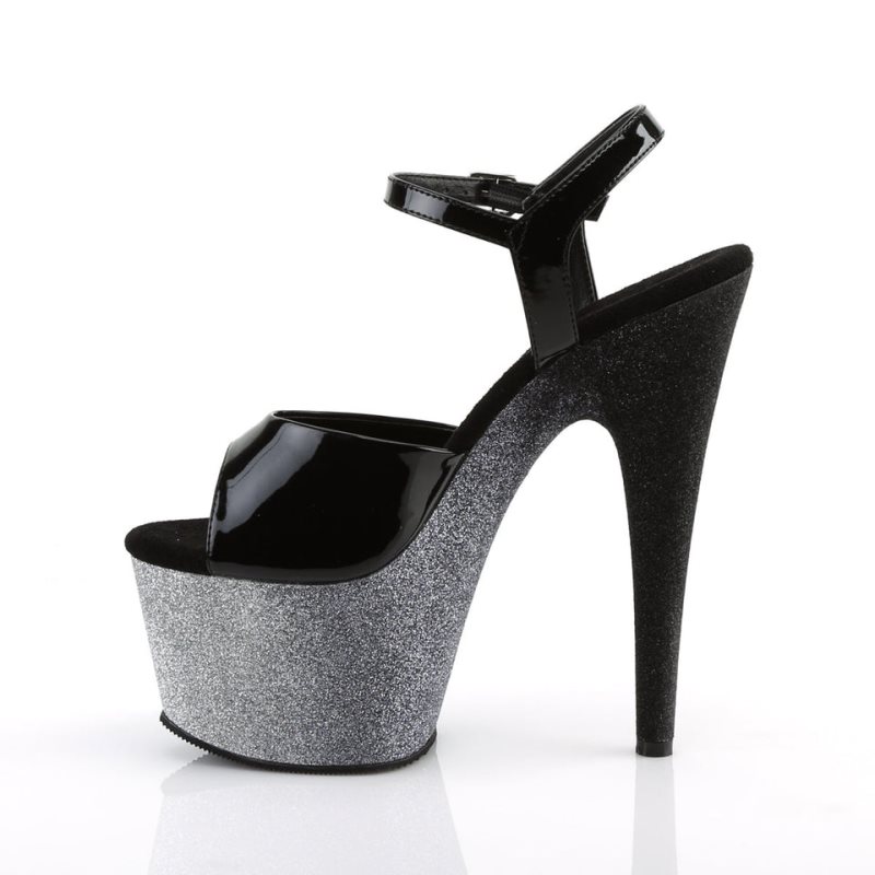 Black / Silver Pleaser Adore-709OMBRE Women's Platform Heels Sandals | AU TRGUKPM