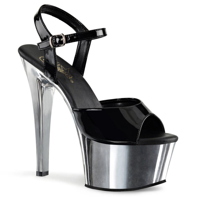 Black / Silver Pleaser Aspire-609 Women\'s Platform Heels Sandals | AUSTRALIA YFVGA