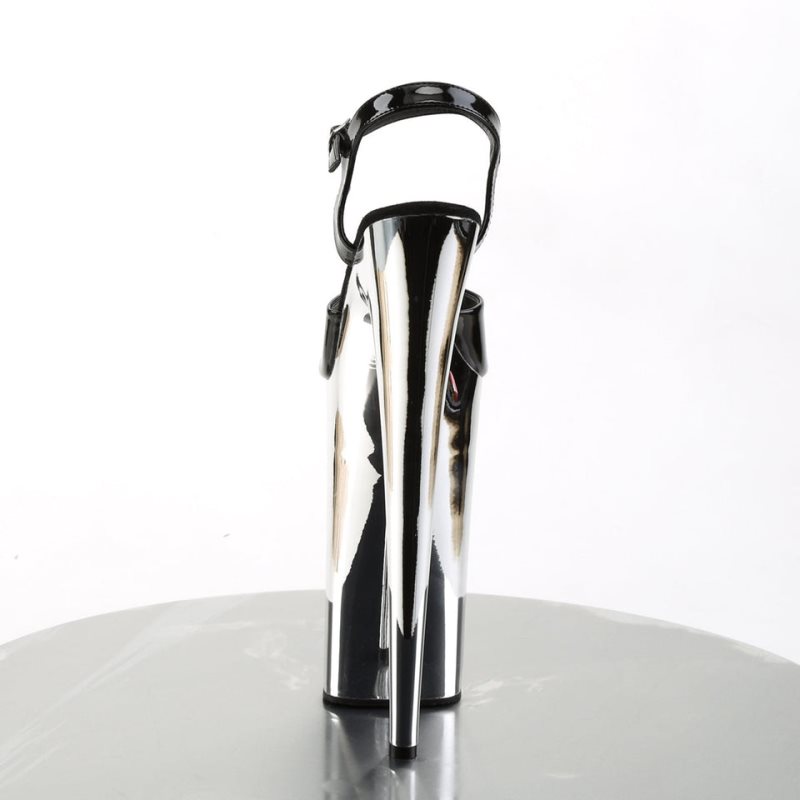 Black / Silver Pleaser Beyond-009 Women's Platform Heels Sandals | AU RQOZKTS