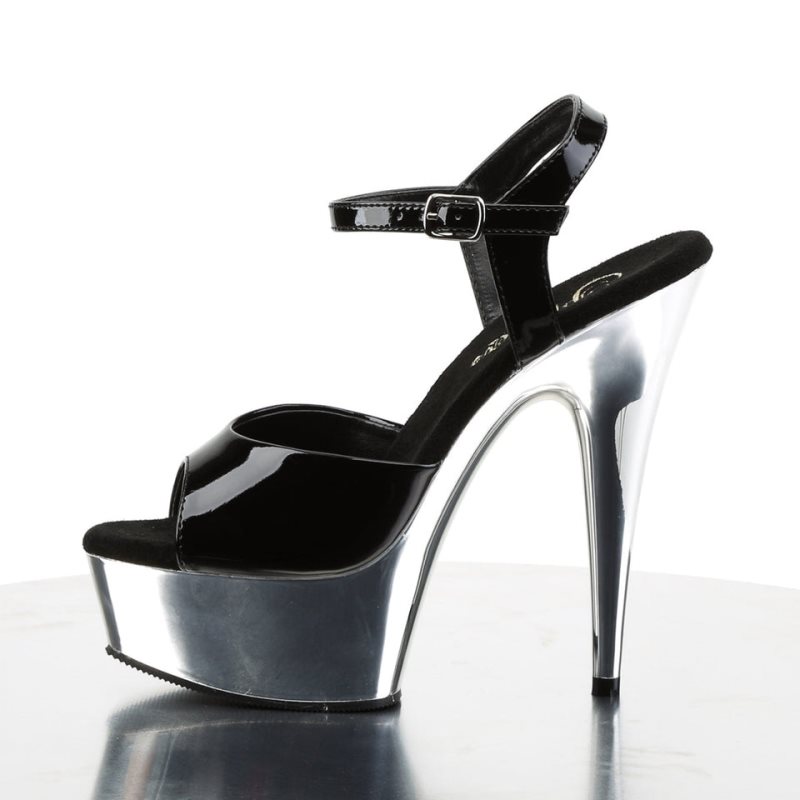 Black / Silver Pleaser Delight-609 Women's Platform Heels Sandals | AU JMHYVFI