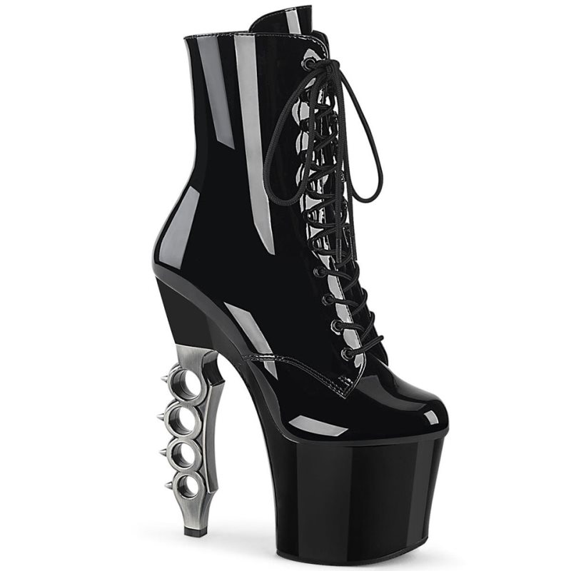 Black / Silver Pleaser Irongrip-1020 Women\'s Heels Boots | AUSTRALIA MICRT