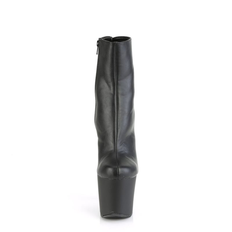 Black / Silver Pleaser Irongrip-1042 Vegan Leather Women's Heels Boots | AUSTRALIA EMRVZ