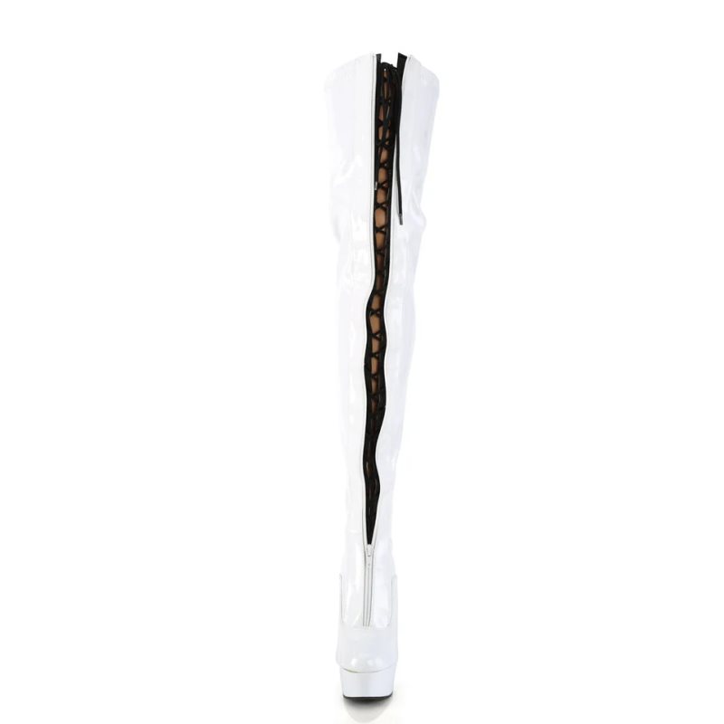 Black / White Pleaser Delight-3027 Women's Thigh High Boots | AU UGYZRKO