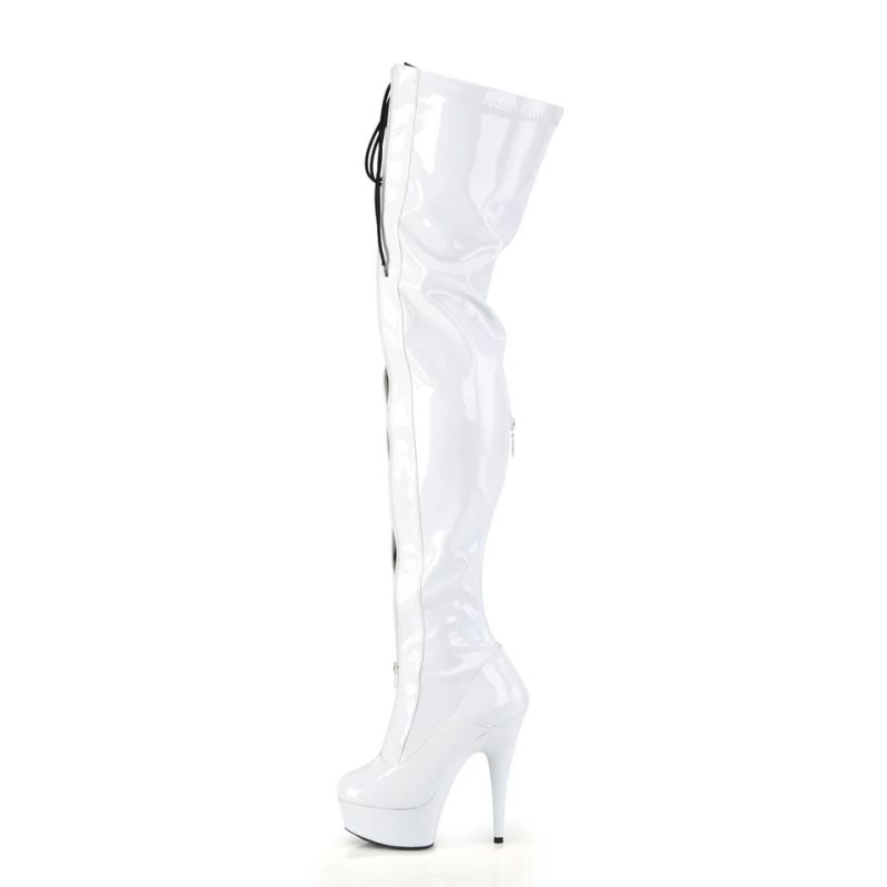 Black / White Pleaser Delight-3027 Women's Thigh High Boots | AU UGYZRKO