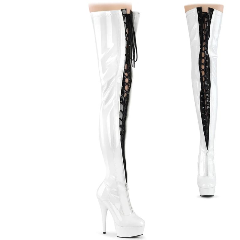 Black / White Pleaser Delight-3027 Women\'s Thigh High Boots | AU UGYZRKO