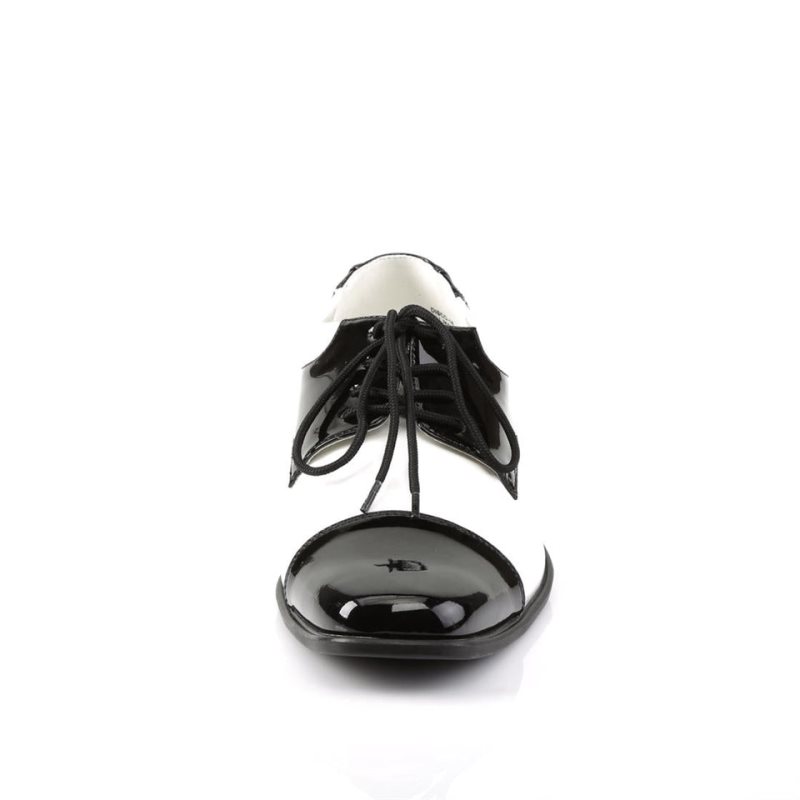 Black / White Pleaser Disco-18 Men's Derby Shoes | AUSTRALIA QMRUX