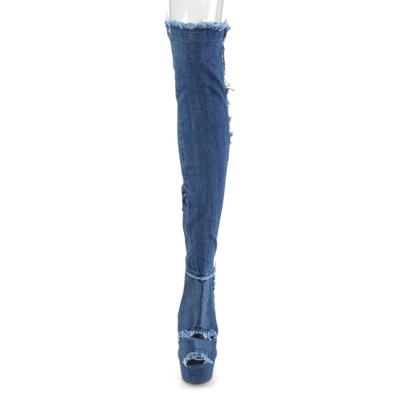 Blue Pleaser Delight-3030 Women's Thigh High Boots | AUSTRALIA AJBLN