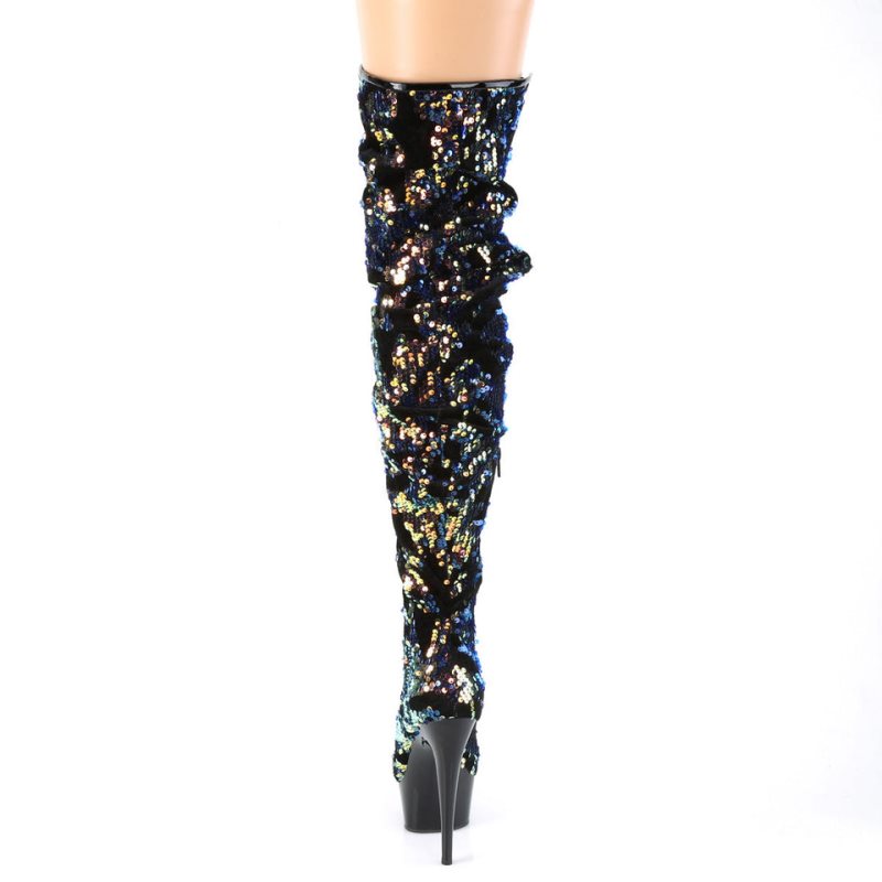 Blue / Black Pleaser Delight-3004 Women's Thigh High Boots | AU ICSBMNP