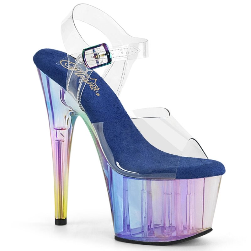 Blue / Clear Pleaser Adore-708HT Women\'s Platform Heels Sandals | AU SIXVNRB