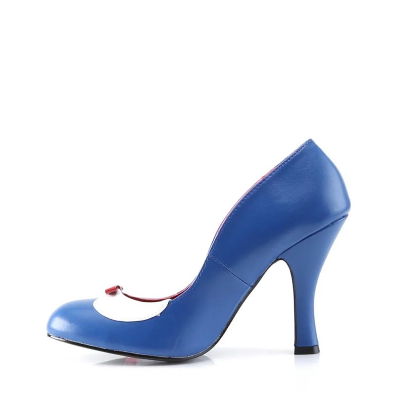 Blue / White Pleaser Smitten-05 Vegan Leather Women's Pumps | AU PTJCVEW