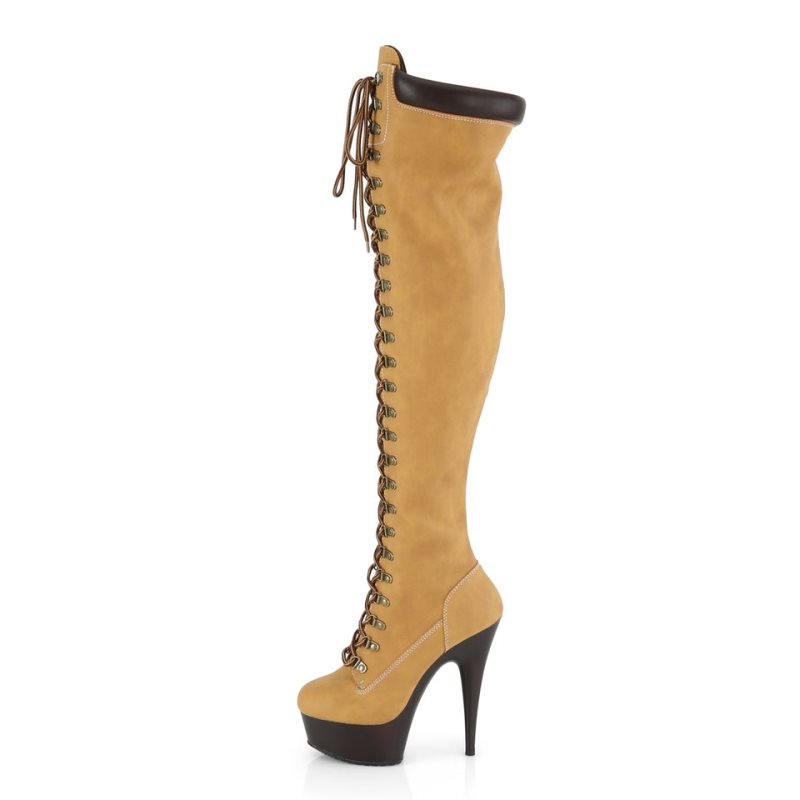 Brown Pleaser Delight-3000TL Women's Thigh High Boots | AUSTRALIA VOKDW