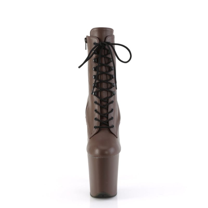 Brown Pleaser Flamingo-1020 Vegan Leather Women's Heels Boots | AUSTRALIA LRZXE