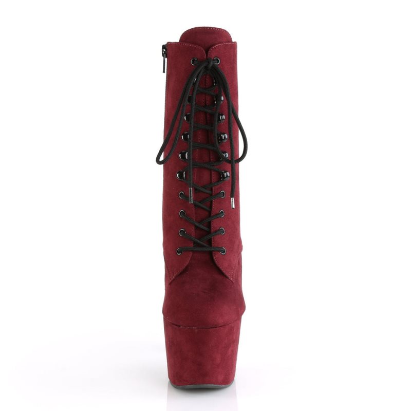 Burgundy Pleaser Adore-1020FS Faux Suede Women's Heels Boots | AUSTRALIA RQZNH