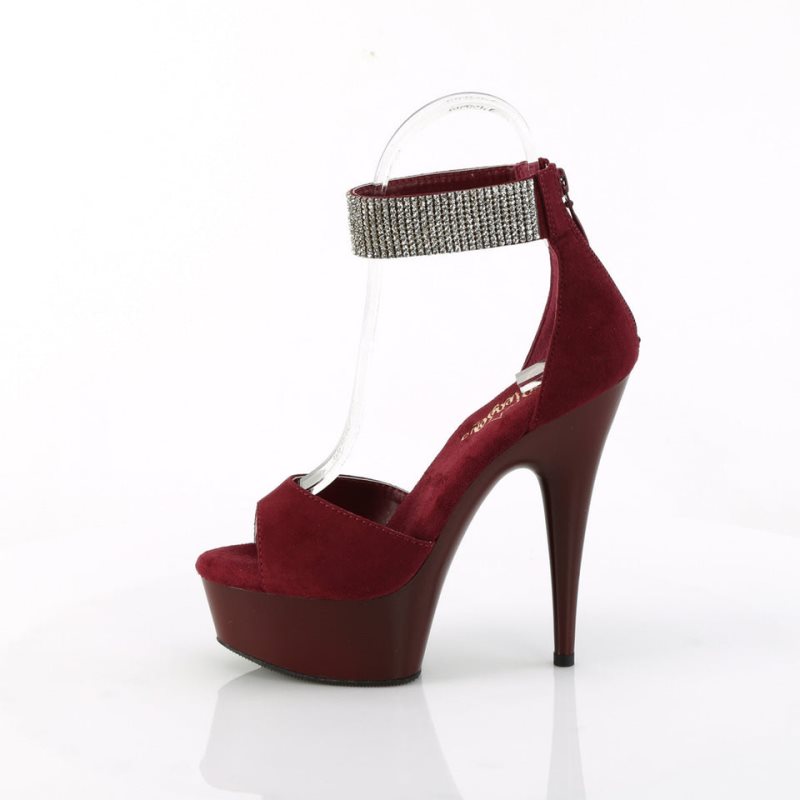 Burgundy Pleaser Delight-625 Women's Platform Heels Sandals | AU ZKUDPVA