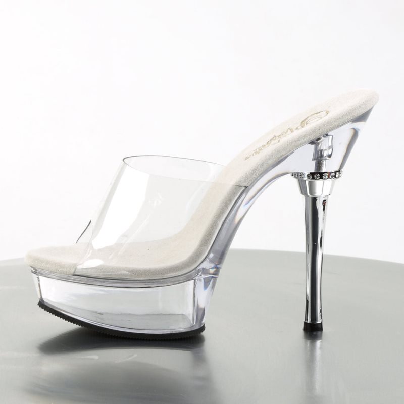 Clear Pleaser Allure-601 Women's Platform Slides | AU XGPLBTC