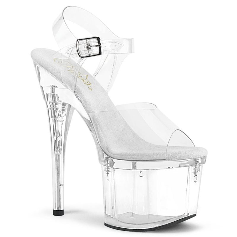 Clear Pleaser Esteem-708 Women\'s Platform Heels Sandals | AU NFYQIXZ