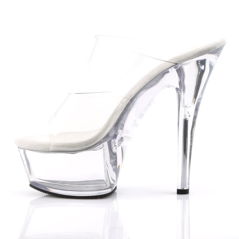 Clear Pleaser Kiss-202 Women's Platform Slides | AU RJYWXTV