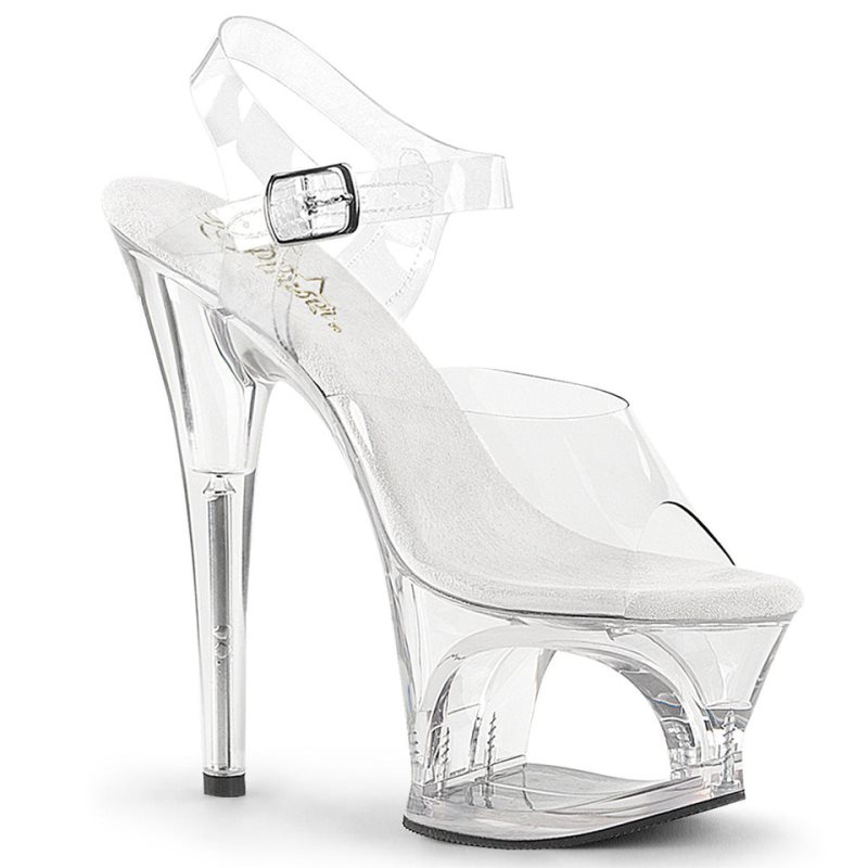 Clear Pleaser Moon-708 Women\'s Platform Heels Sandals | AU AYPCVKN