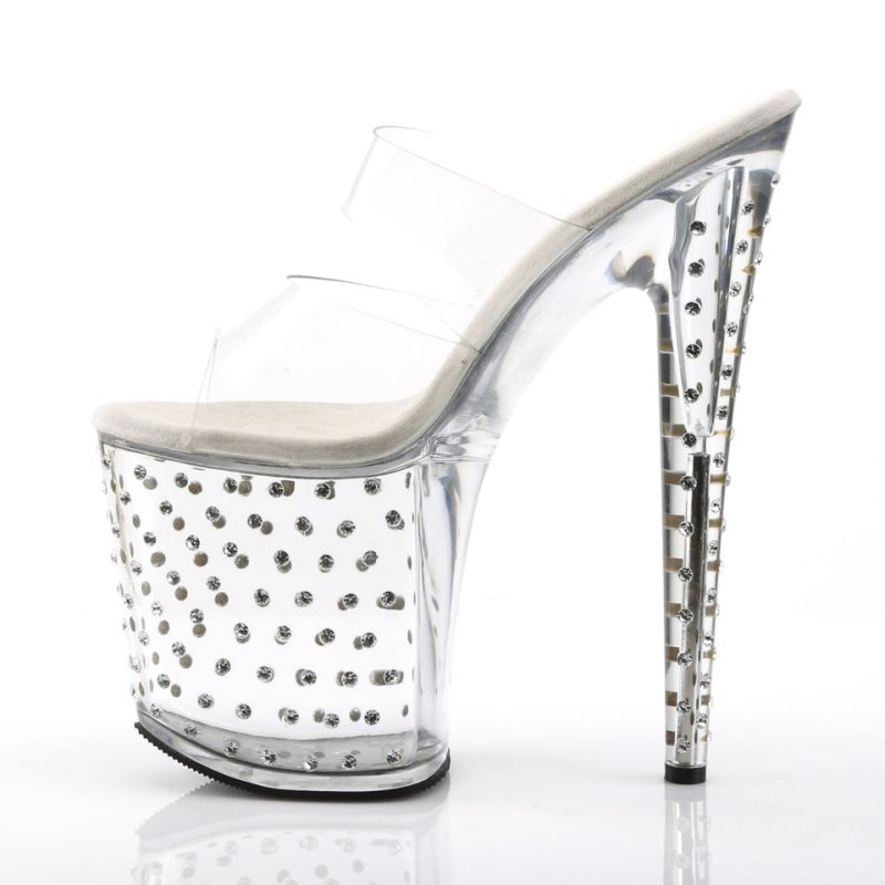 Clear Pleaser Stardust-802 Women's Platform Slides | AUSTRALIA QNSJO