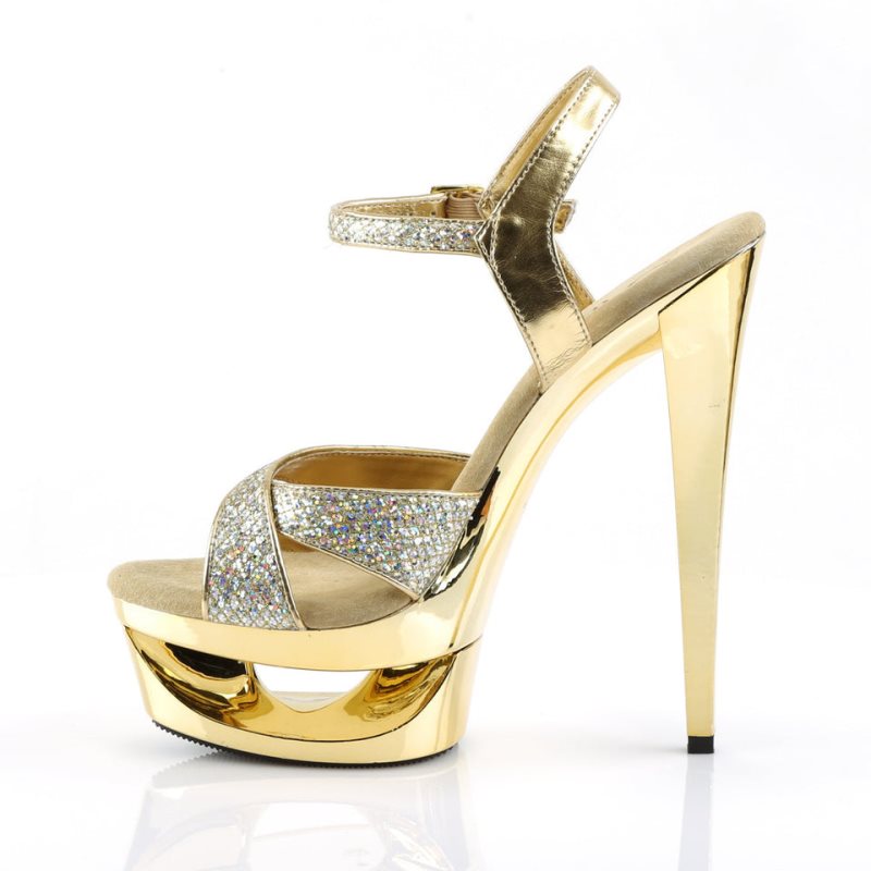 Gold Pleaser Eclipse-619G Women's Platform Heels Sandals | AUSTRALIA EHRML