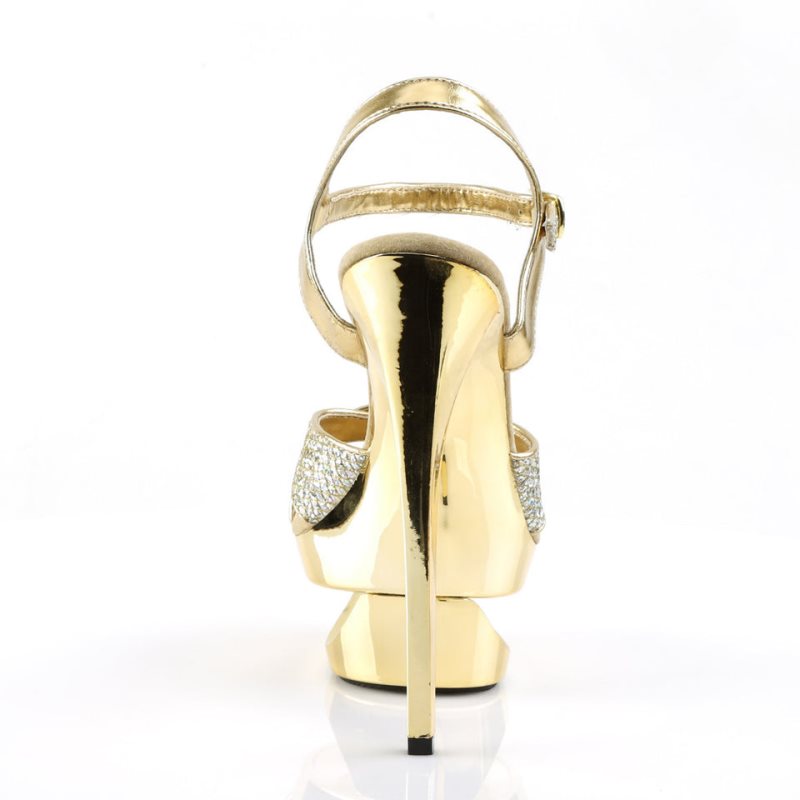 Gold Pleaser Eclipse-619G Women's Platform Heels Sandals | AUSTRALIA EHRML