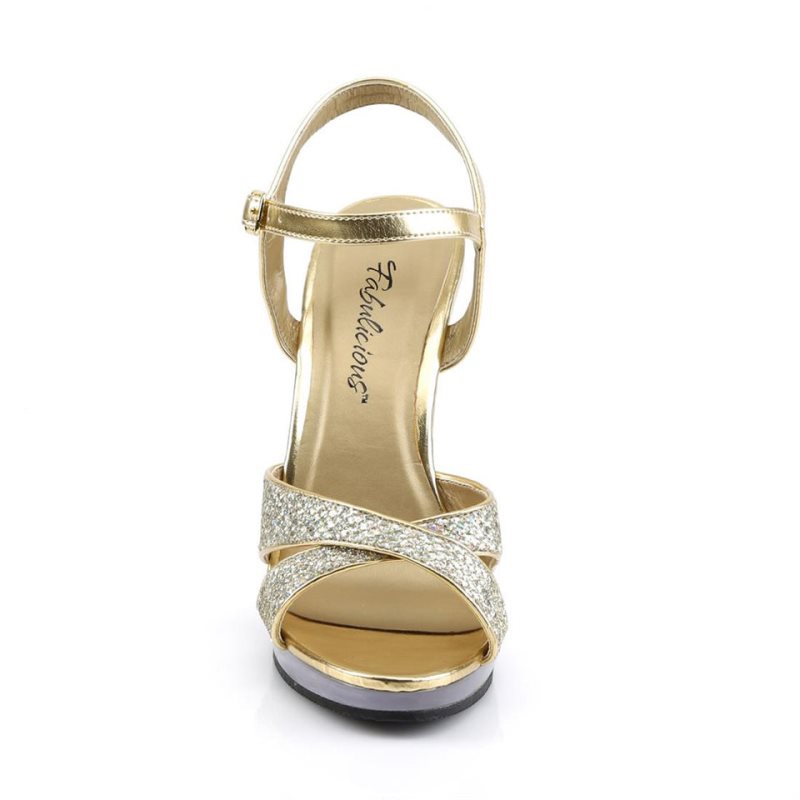 Gold / Clear Pleaser Flair-419(G) Women's Heels Sandals | AU KZBFGOT