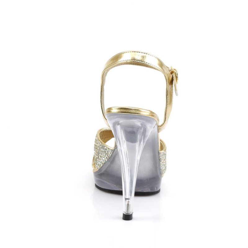 Gold / Clear Pleaser Flair-419(G) Women's Heels Sandals | AU KZBFGOT