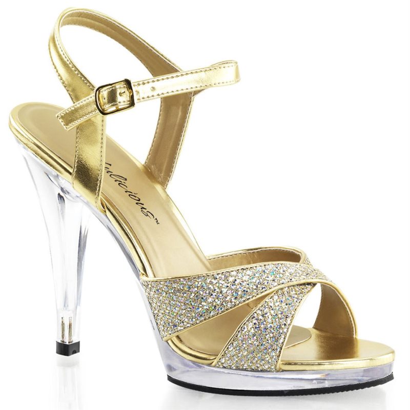 Gold / Clear Pleaser Flair-419(G) Women\'s Heels Sandals | AU KZBFGOT