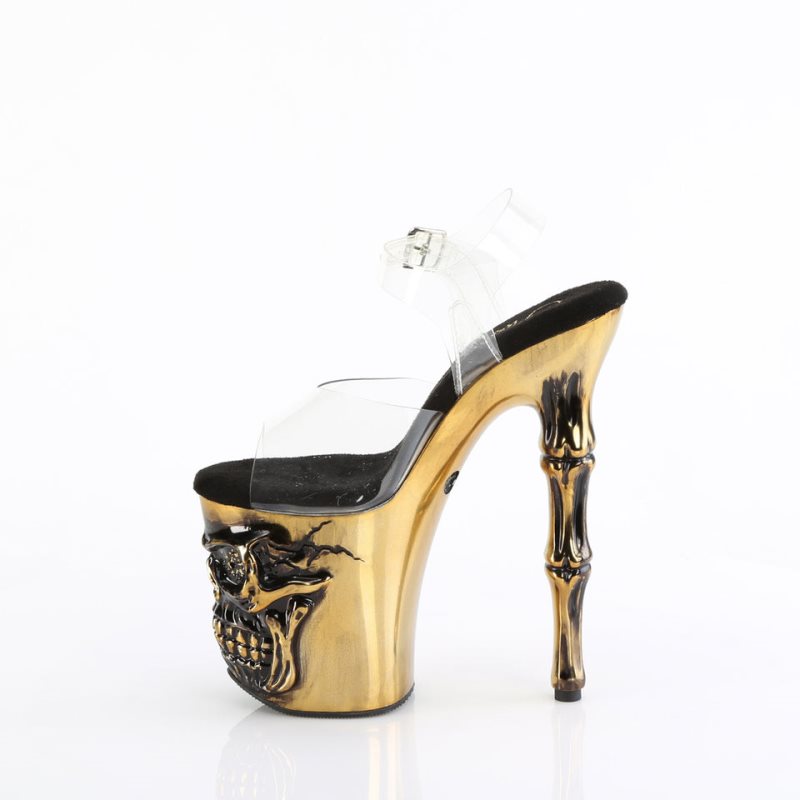 Gold / Clear Pleaser Rapture-808-LT Women's Platform Heels Sandals | AUSTRALIA OLSEN