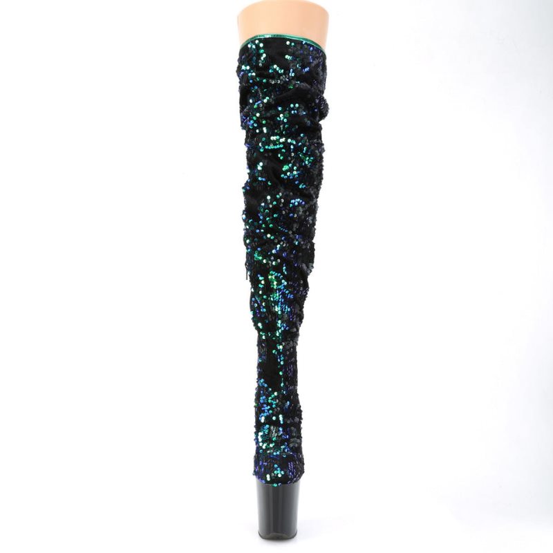 Green / Black Pleaser Flamingo-3004 Women's Thigh High Boots | AU HTNWGPA