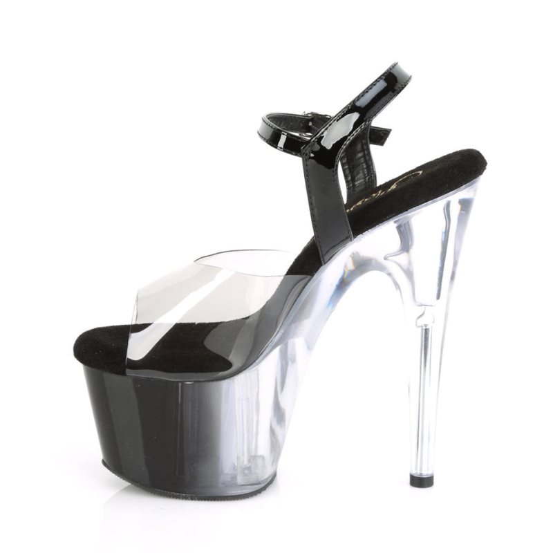 Grey / Clear Pleaser Adore-708T-1 Women's Platform Heels Sandals | AUSTRALIA STGFE