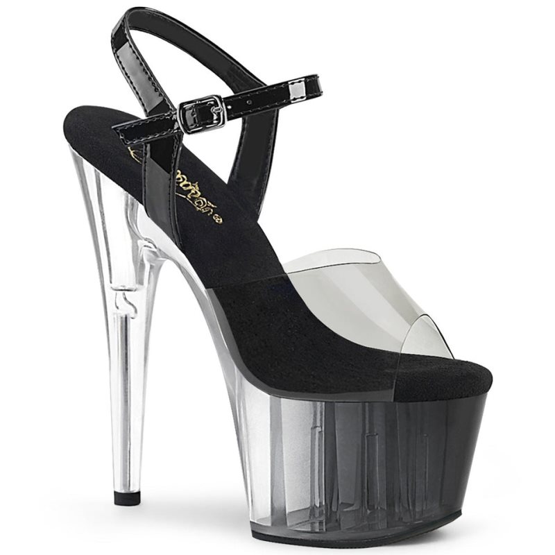 Grey / Clear Pleaser Adore-708T-1 Women\'s Platform Heels Sandals | AUSTRALIA STGFE