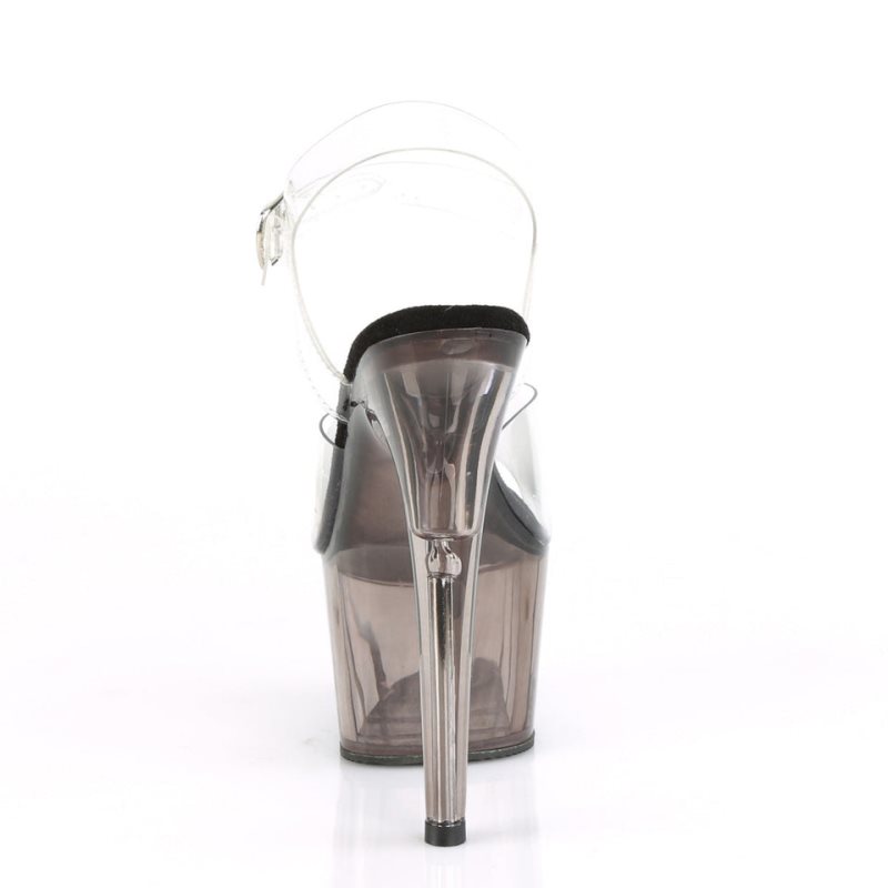 Grey / Clear Pleaser Adore-708T Women's Platform Heels Sandals | AU KQVPRDC