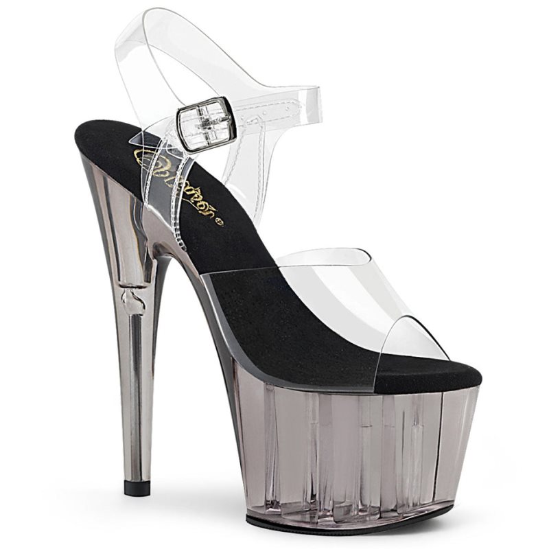 Grey / Clear Pleaser Adore-708T Women\'s Platform Heels Sandals | AU KQVPRDC