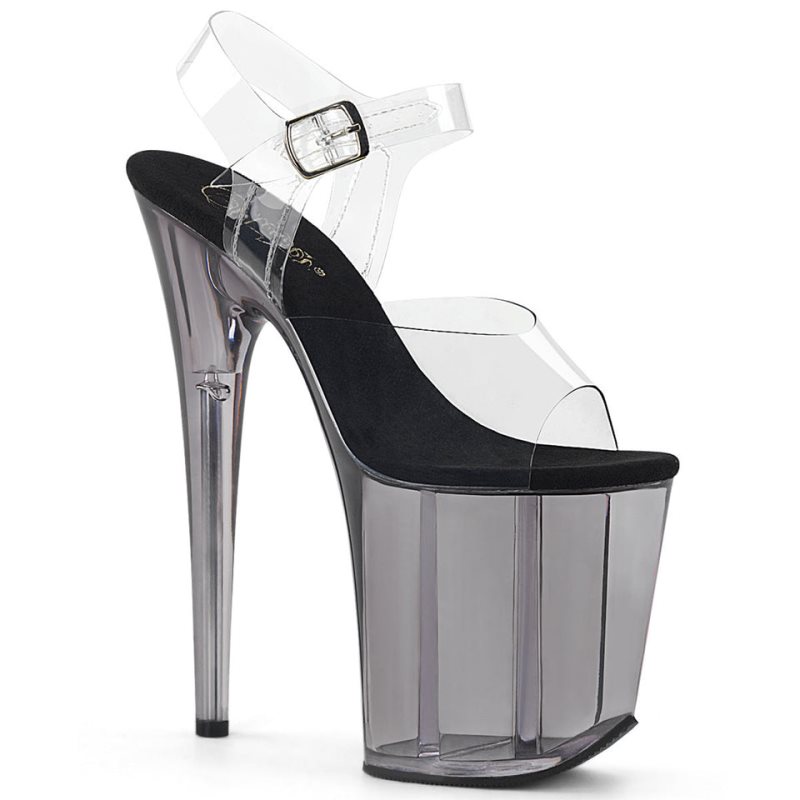 Grey / Clear Pleaser Flamingo-808T Women\'s Platform Heels Sandals | AUSTRALIA LYVJS