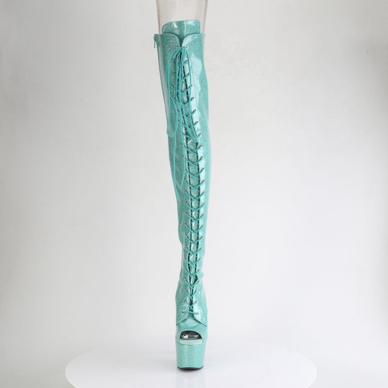 Light Turquoise Pleaser Adore-3021GP Glitter Women's Thigh High Boots | AUSTRALIA MXOGU