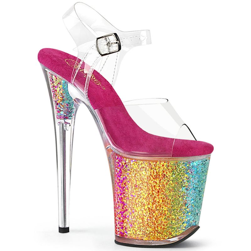 Multicolor / Clear Pleaser Flamingo-808RG-02 Women\'s Platform Heels Sandals | AUSTRALIA WTUBP