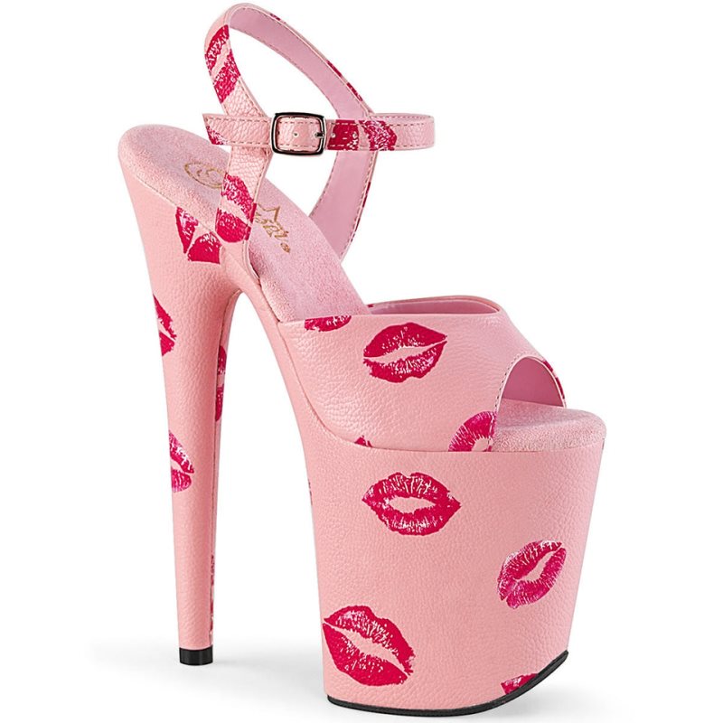 Pink Pleaser Flamingo-809KISSES Women\'s Platform Heels Sandals | AU LGVFNZD