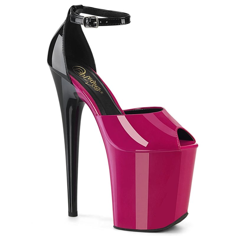 Pink / Black Pleaser Flamingo-868 Women\'s Platform Heels Sandals | AUSTRALIA GKTWU