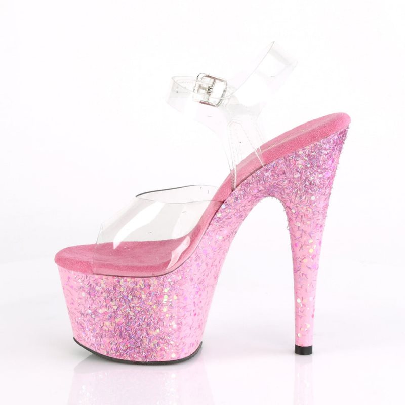 Pink / Clear Pleaser Adore-708CF Women's Platform Heels Sandals | AU MQXUNHJ